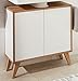 Produktbild FACKELMANN Finn Badmöbel Set 2 Teile/Waschbeckenunterschrank mit Push-to-Open / 4 Holzfüße/Badschrank mit 2 Türen/Korpus & Front: Weiß/Rahmendekor & Füße: Braun hell/Breite: 60 cm