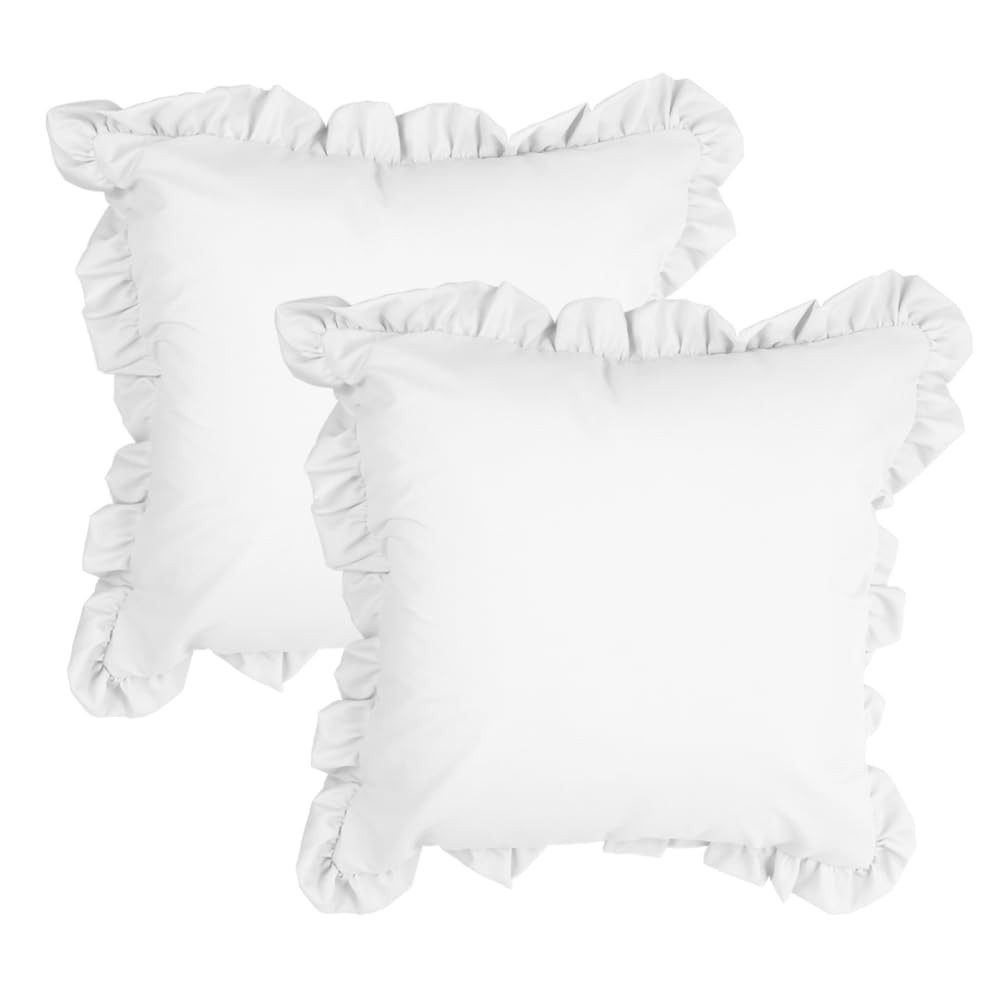 MiOYOOW Ruffle Pillow Cover, 2PCS Flouncing Throw Pillow Covers 18x18'' Decorative Cushion Cover for Home Sofa Couch Decoration