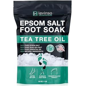 Tea Tree Oil Foot Soak with Epsom Salt – Made in USA – for Toenail Health, Athletes Foot, Stubborn Foot Odor, Softens Calluses & Soothes Sore Tired Feet – 1 LB