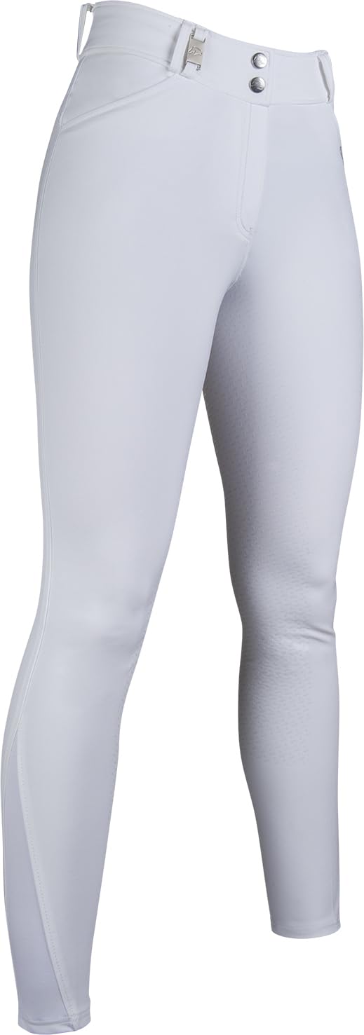 HKM Women's Monaco Crystal sili. Full seat Riding Breeches, White, 26