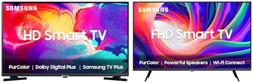 Image of Samsung 108 cm (43 inches) Full HD Smart LED TV UA43T5450AKXXL (Black) 80 cm (32 inches) HD Ready Smart LED TV UA32T4380AKXXL (Glossy Black)