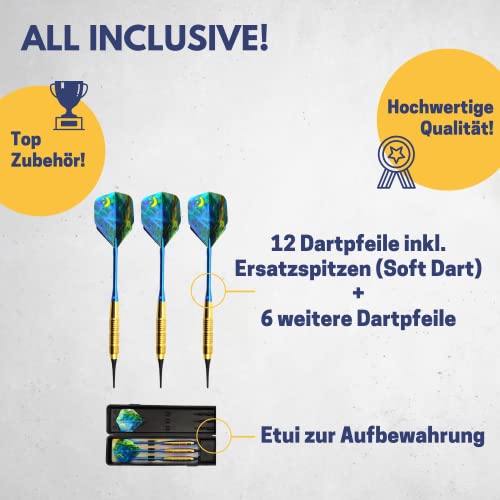 Best Sporting Dart Set Oxford 2.0 mit 18 Dartpfeilen/Ersatzspitzen & Etui I Dartscheibe elektronisch im hochwertigen Set I elektronische Darscheibe mit Zubehör I Dart Kabinett mit Zubehör – Bild 4