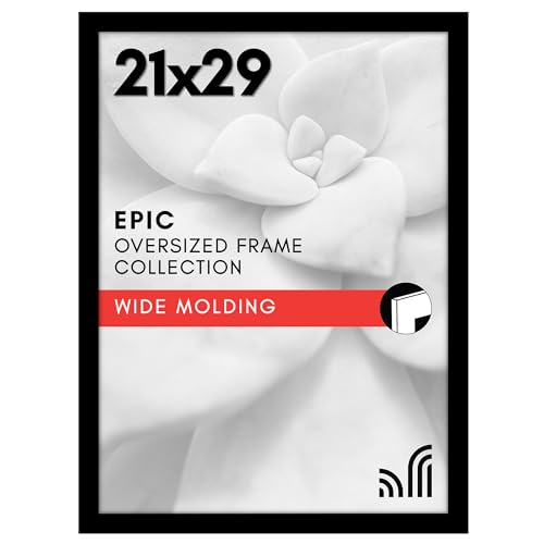 Americanflat 21x29 Picture Frame with Polished Plexiglass - Black Picture Frame - Wide Photo Frames Made of Engineered Wood for Vertical or Horizontal Wall Display - Epic Collection - Black