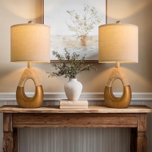 OYEARS 19" Table Lamps Set of 2, Boho Lamps for