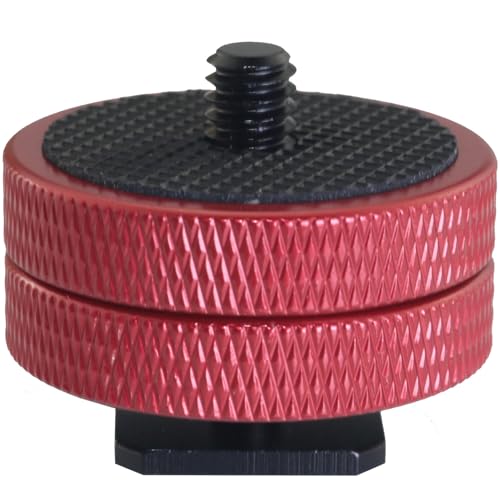 LUORNG Double Hot Shoe Mount Screws Metal Hot Shoe Base Adapter Nut 1/4 DSLR Camera Camera Flash Accessory Red Tripod Screw Adapter Digital SLR Camera Mounts
