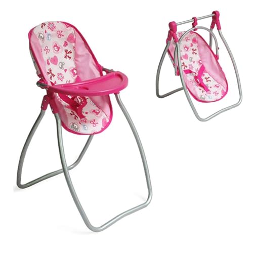 Moni Puppenhochstuhl und Puppenwippe Bär 9397C, Sicherheitsgurt Bechervertiefung