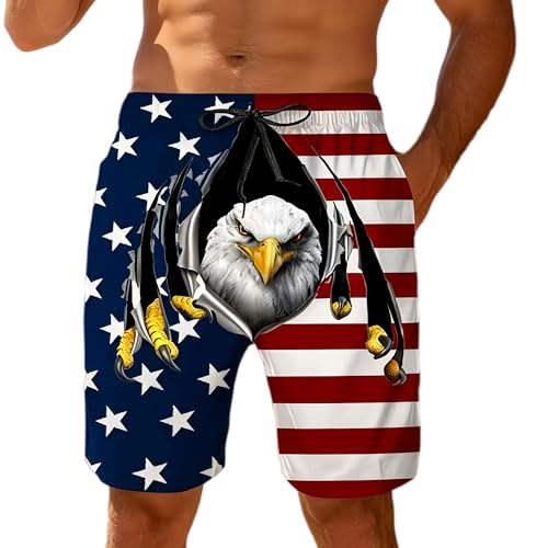 Heucapc Men's American Flag Swim Trunks Quick Dry...