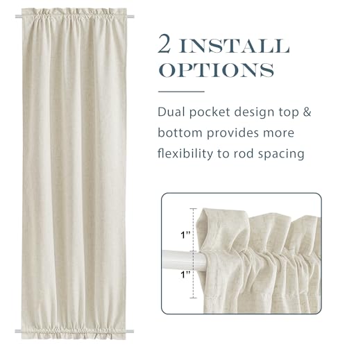PONY DANCE 100% Blackout Linen Curtain for Door Window, Privacy Room Darkening Drapes, Thermal Insulated French Door Curtain with Tie Back Elegant Home Decoration, 1 Panel, 25 x 72 Inch,Natural by PONY DANCE - Used condition - Image 2