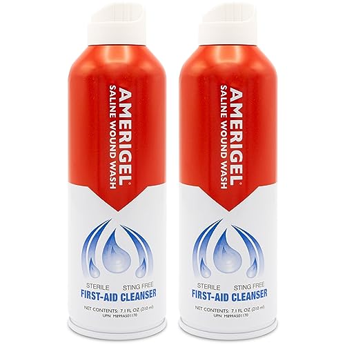 AMERIGEL - Saline Wound Wash (Pack of 2) First Aid Sterile Cleansing Solution - Advanced Skin and Wound Care - 7.1 Oz.