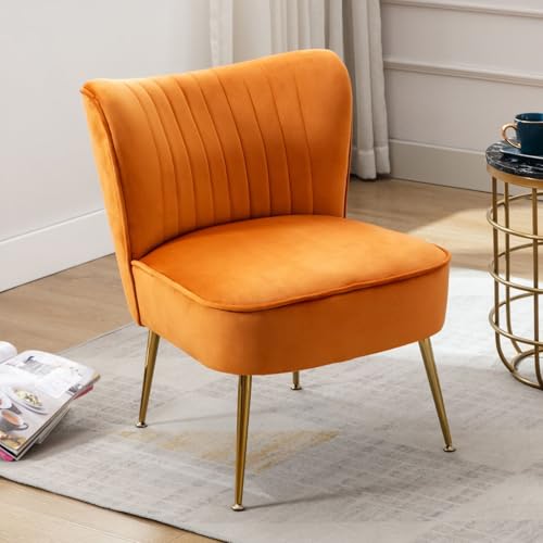chairus Sillón Relax Tapizado de Terciopelo Silla Individual Moderno con Patas Metálicas Dorado...