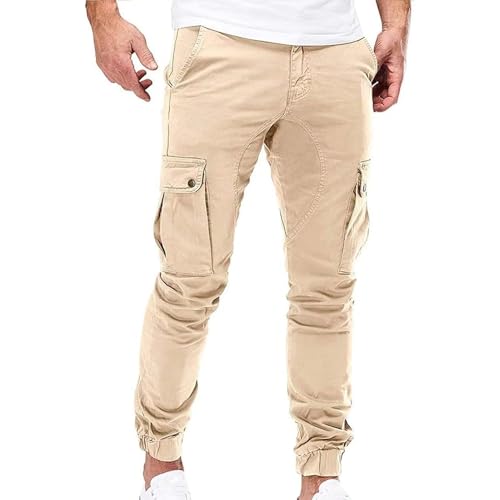 Men Classic Casual Overalls Trousers Fashion Comfy Work Long Pants Fall Elastic Straight Business Pants A Khaki