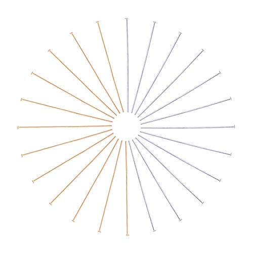 PH PandaHall 200 pcs 2 Colors 2 Inch 304 Stainless Steel Head Pin Findings for Earring Pendant Jewelry Making, Golden/Silver