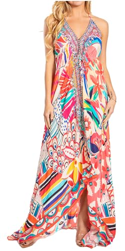 Image of Sakkas Lizi 2025 Womens Maxi High-Low Halter Handkerchief Long Dress Beach Party