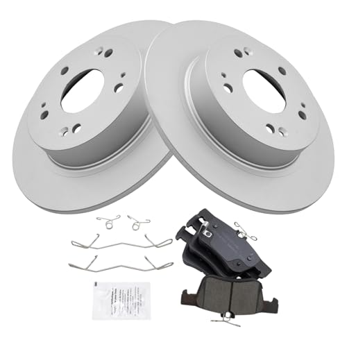Image of TRQ Rear Brake Pad and Rotor Set Ceramic Coated Rotors Compatible with 2018-2020 Honda Accord