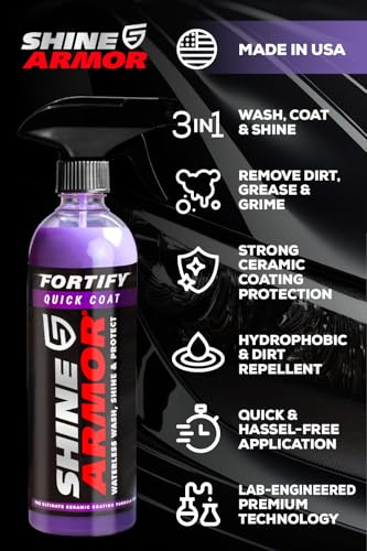 Image of Shine Armor Car Detailing Bundle - Fortify Quick Coat Ceramic Waterless Wash & Interior Cleaner - Complete Automotive Care Kit for Mirror Shine Paint Protection & Deep Interior Cleaning - 2 Pack