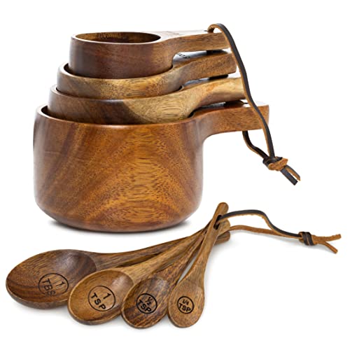Wooden Measuring Cups and Spoons Set - W...