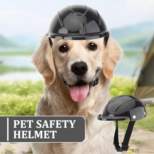VisageVitalit Sonnenschutz Helm für Hund, Haustierhelm, Coole Motorrad Hundehelm, Einstellbar Hundehüte Kopfschutz Hundeschutzhelm für Radfahren Outdoor-Aktivitäten