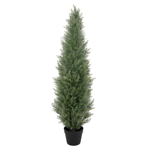 Image of Bellacat 4ft UV Resistant Artificial Topiary Trees Outdoor, 48in Faux Cedar Tree with Full & Realistic Leaves, Fake Cypress Tree for Front Door Proch Patio Deck Balcony Yard Decor