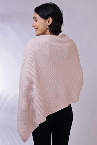 Image of Zelena Cotton Bamboo Blend Premium Nursing Cover for Breastfeeding | Breastfeeding Cover for Mothers | Feeding Shawl for Mother | Breathable Nursing Covers | Poncho for Mom (Nude Pink)