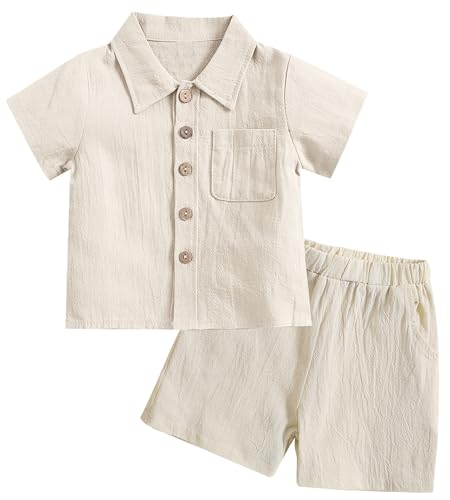 MATERIALE - Il set di pantaloncini a manica corta per bambini è realizzato in cotone al 100%, un tessuto morbido e delicato per la pelle che offre un comfort ottimale in primavera e in estate.