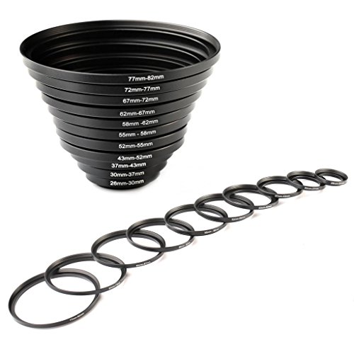 K&F Concept AU-SKU0800 11Pcs Metal Stepping Rings Step Up Ring Set 26-30Mm 30-37Mm 37-43Mm 43-52Mm 52-55Mm 55-58Mm 58-62Mm 62-67Mm 67-72Mm 72-77Mm 77-82Mm Compatible With Canon Nikon Dslr Cameras Lens thumb #4