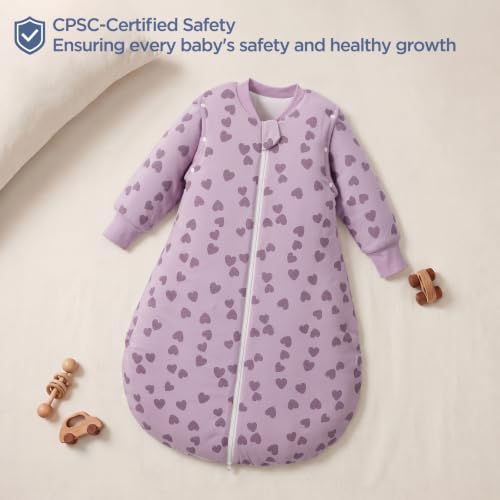 Image of Duomiaomiao 2.5 TOG Baby Sleep Sack 100% Cotton Winter Long Sleeve Baby Wearable Blanket, Super Warm Quilted Comfy Toddler Sleeping Sack