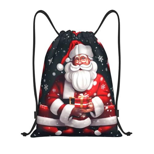 Christmas Santa Clauss print Drawstring Bag Sack Gym Bag Ditty Bag for Gym Traveling, Hiking, Yoga, Shopping for Adult