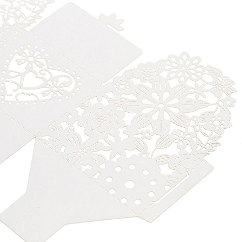 Baugger - 20 PCS corte delicado esculpido flor elegante doces caixas com fita para o banquete de cas