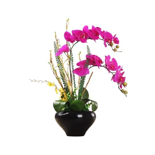 Fleurs artificielles réalistes et vase céramique haut de gamme ZYFSHA