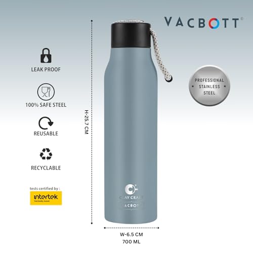 Image of Clay Craft VACBOTT Kitkat Double Walled|18 Hours Hot and 24 Hours Cold Water Bottle Vacuum Insulated Flask Bottle|600ml, 2 Pcs, Water Bottles for School|Home|Gym|BIS Certified|1 Year Limited Warranty