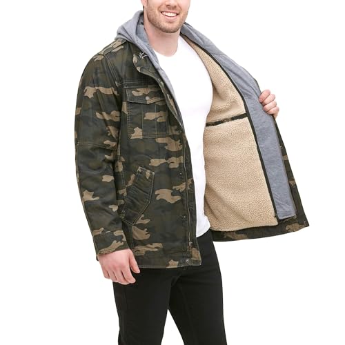 Image of Levi's Men's Washed Cotton Hooded Military Jacket (Regular & Big & Tall Sizes)