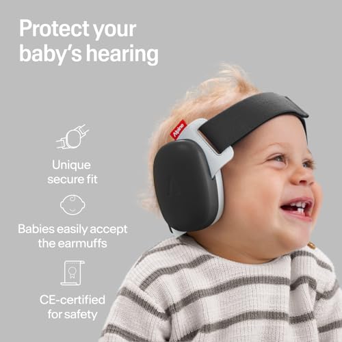 Image of Alpine Muffy Baby Comfort - Protects Hearing for Babies and Toddlers - CE & ANSI Certified - Headband for Safe fit & Comfort - Adjustable for Ages 3-48 Months - 24dB Sound Reduction, Black
