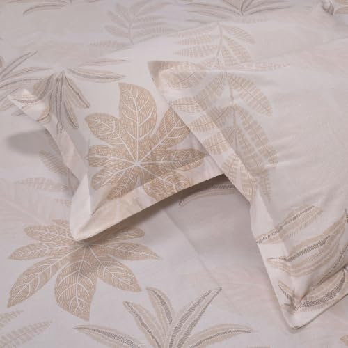 Image of Huesland by Ahmedabad Cotton 144 TC Bedsheet for Single Bed with 1 Pillow Cover | Pastle Orange, Moccasin & Antique White