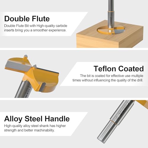 Image of Forstner Bit 1 /2 inch Shank, 2-1 /2 inch Cutting Diameter, Forstner Drill Bit for Woodworking, Drilling Hole Saw Set, Auger Opener, Hinge Hole Cutter for Plastic, Plywood Products