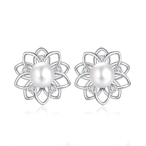 Handpicked Freshwater Cultured Pearl Earrings for Women Hypoallergenic 925 Sterling Silver Cubic Zirconia Studs for Mother Her - image 1