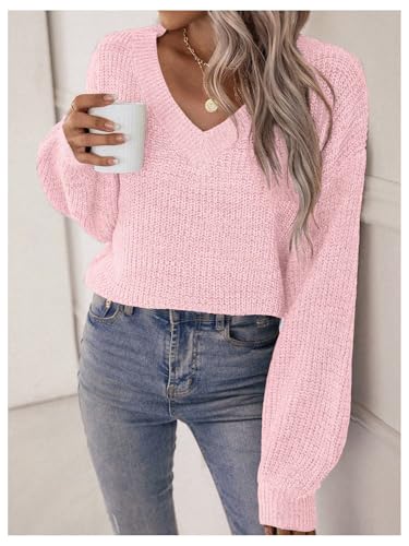 SOLY HUX Women's V Neck Sweater Long Sleeve Shirts Pullover Knit Tops Fall Clothes4
