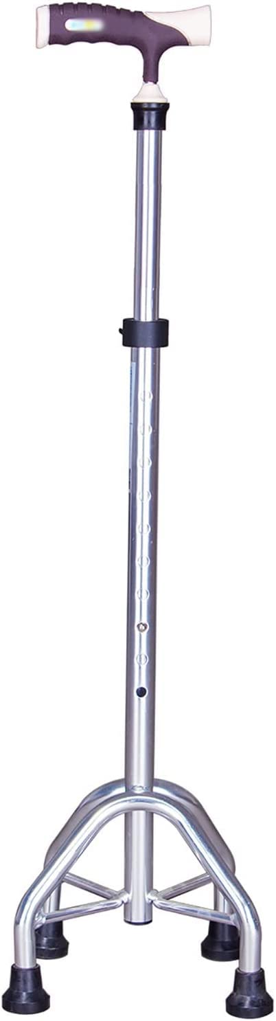 Stampelle da passeggio Bastone da passeggio medico per anziani Anziani Bastone da passeggio leggero a quattro zampe regolabile Stampella in alluminio con luce a LED per donne Uomini Ausilio per la d