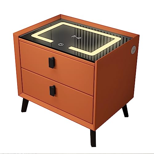 HJYBFA Mesita de Noche multifunción con iluminación LED y Carga inalámbrica, Moderna Dormitorio y Sala de Estar.