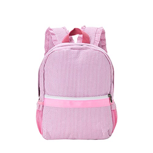 Lightweight Toddler Backpack for Girls,Seersucker Preschool Bookbag for Kids,Cute Pleated Children Kindergarten Backpack,SMALL (Pink, Small)2