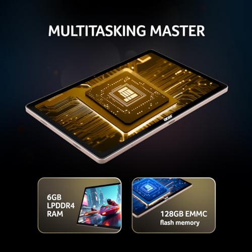 Image of acer Iconia Tab iM10-22 | 10.36 inch 2K IPS Display, Quad Speakers, Helio G99, 6GB + 128GB, 16MP Rear + 8MP Front Camera, Fingerprint Reader, Wi-Fi + 4G LTE(Calling), Android 14, Slim Metal Body, Gold