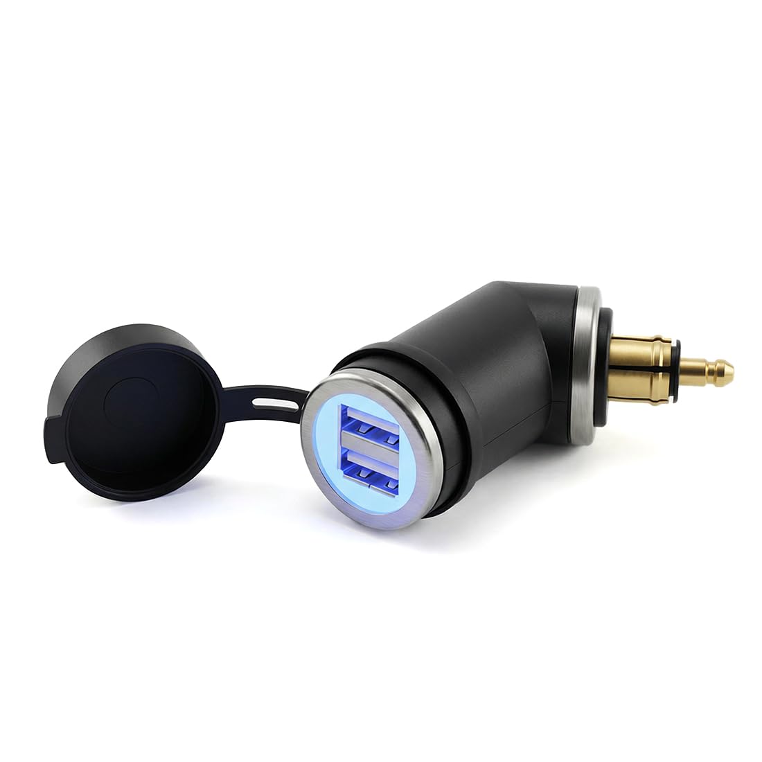 Cliff-Top Caricabatterie USB DIN (Hella) per moto da 4,6 A, compatibile con moto BMW (angolo corto)