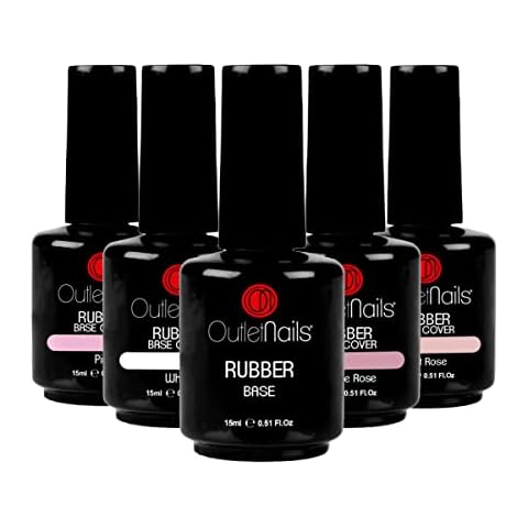 PACK 5 x Rubber Base 15ml - Esmaltado permanente - Uñas de Gel Cover
