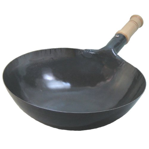 Wok de hierro con mango de madera 33 cm miniatura 1