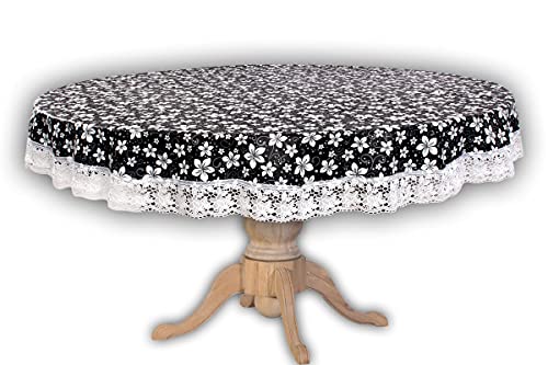 Image of The Furnishing Tree Round Shaped 4 Seater Table Cover WxL 60x60 inches with White Border lace