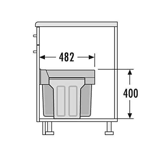 Hailo Tandem Küchen-Abfalleimer, Kunststoff, grau - Image 3