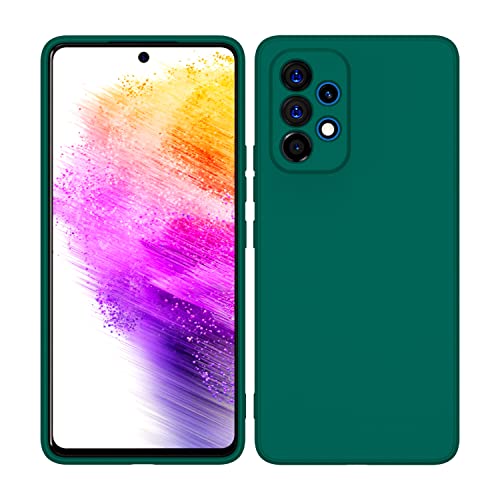 Image of Kapa Matte Lens Protective Back Cover for Samsung Galaxy A73 (5G), Slim Silicone with Soft Lining Shockproof Flexible Full Body Bumper Case (Green)