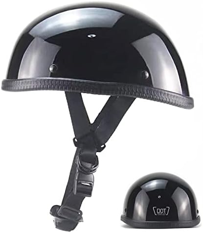 Motorcycle Half Helmet, DOT Approved Adult Men Women Retro Open Face Bike-Helmets, Bicycle/Skateboard Helmet for Adults, Bike, Skate, Scooter, Longboard Half Shell Helmet (Black, X-Large)