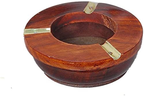 ADEEBA CRAFTS Wooden Decorative Ashtray with Cigarette Storage Handmade Ashtray with Cigarette 3 Spots Smoking for Home, Car, Garden,