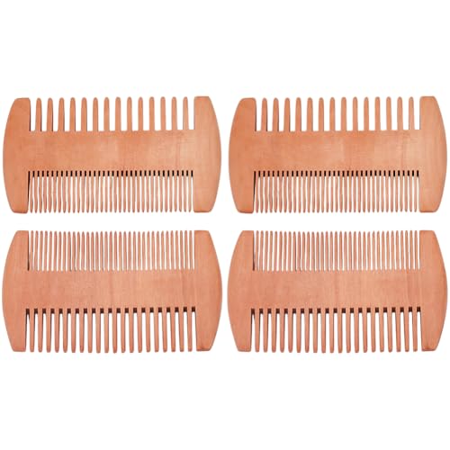 Peine doble de madera durazno 4 piezas Macramé miniatura 1