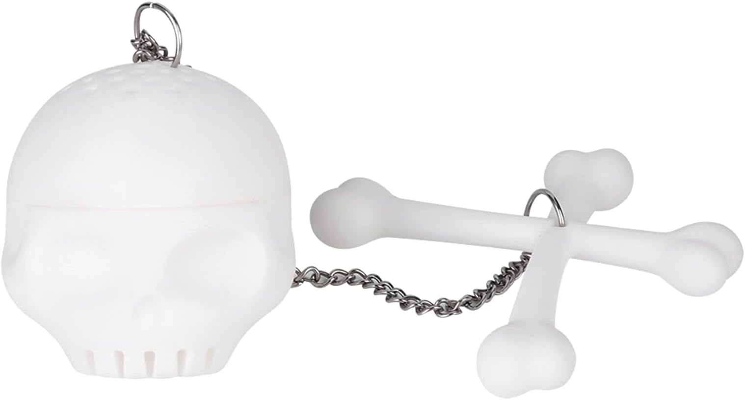Silicone Tea Strainer, White Simulation Skull Shape Tea Infuser for Loose Leaf Tea Creative Tea Leaf Strainer Filter Tea Diffuser Ball Reusable Tea Bags for Home Office Mugs Teapots